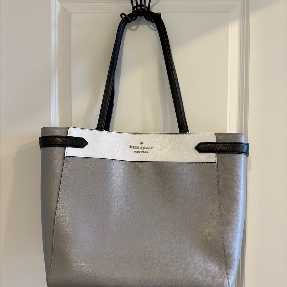 Kate Spade Gray and White Tote Bag